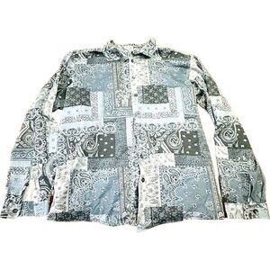 ETRO Blue Cotton Paisley Traditional Collared Button Down Blouse Top Dress Shirt